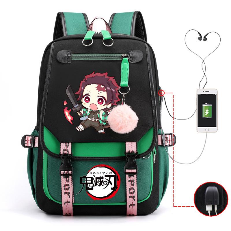 Ghost Annihilation Blade Grade 3-6 Junior High School Student High School Student School Bag Strap USB Multifunctional Backpack