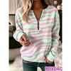 Autumn Winter Women Sweatshirt Pullover Tops Loose V-neck Abstraction Striped Print Long Sleeve Casual Sweatshirt Plus Size 2XL