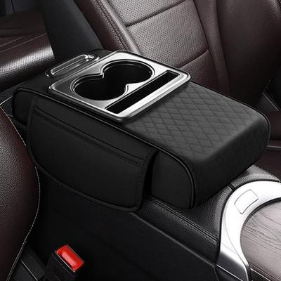 Boîte Accoudoir de Voiture 5-en-1 Organiseur avec Porte-gobelet & Support pour Mouchoirs/Téléphone Cuir Artificiel Organisateur Multifonctionnel pour Voiture Accessoire Universel pour Véhicule