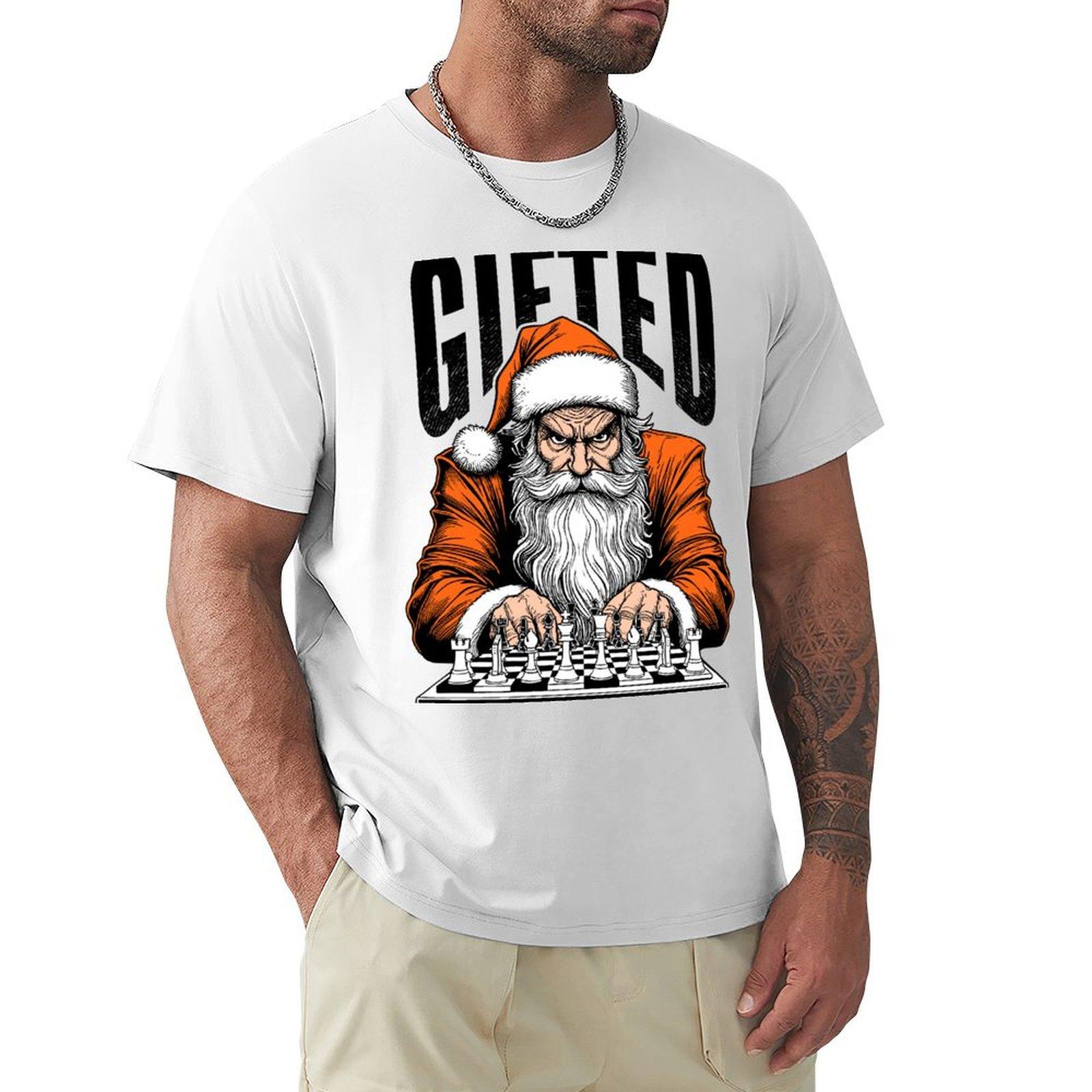Santa Claus Playing Chess Gifted Funny Checkmate Christmas TShirt topping korean fashion mens designer clothes S