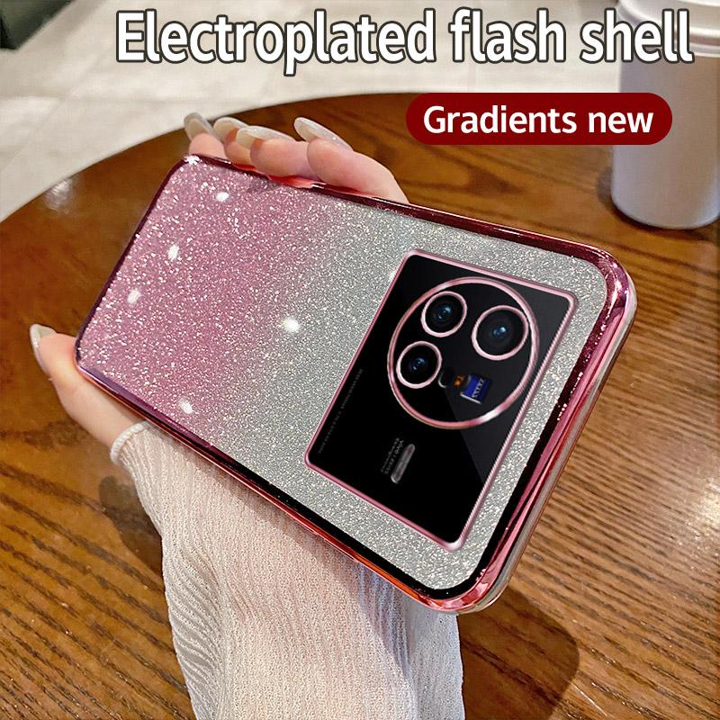 

Для чохла Vivo X80 Чохол для телефону Vivo X80 Блискучий Глітер Гальванічне покриття Силікон Об єктив камери М яка Задня кришка vivo X80