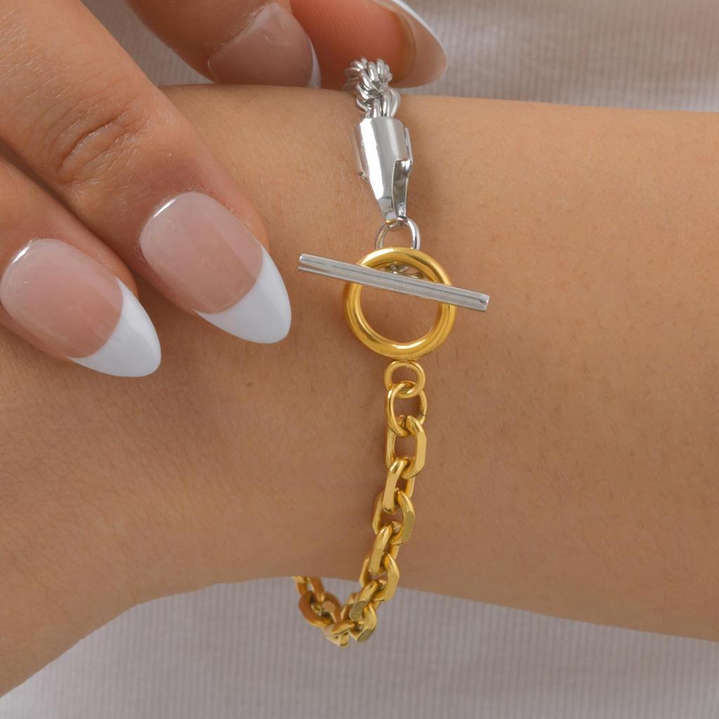 Stainless Steel Twist Batch Corner Chain Bracelet Electric Gold Fashion Accessories Jewelry 2417