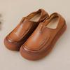 New V cut cow leather shoes for women luxury wide toe ballet flats ladies vintage slip on roman shoe top quality  moccasins