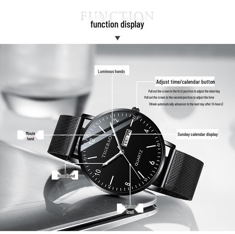 Ultra-thin Men's Trendy Mechanical & Quartz Waterproof Watch for Teenagers and Students