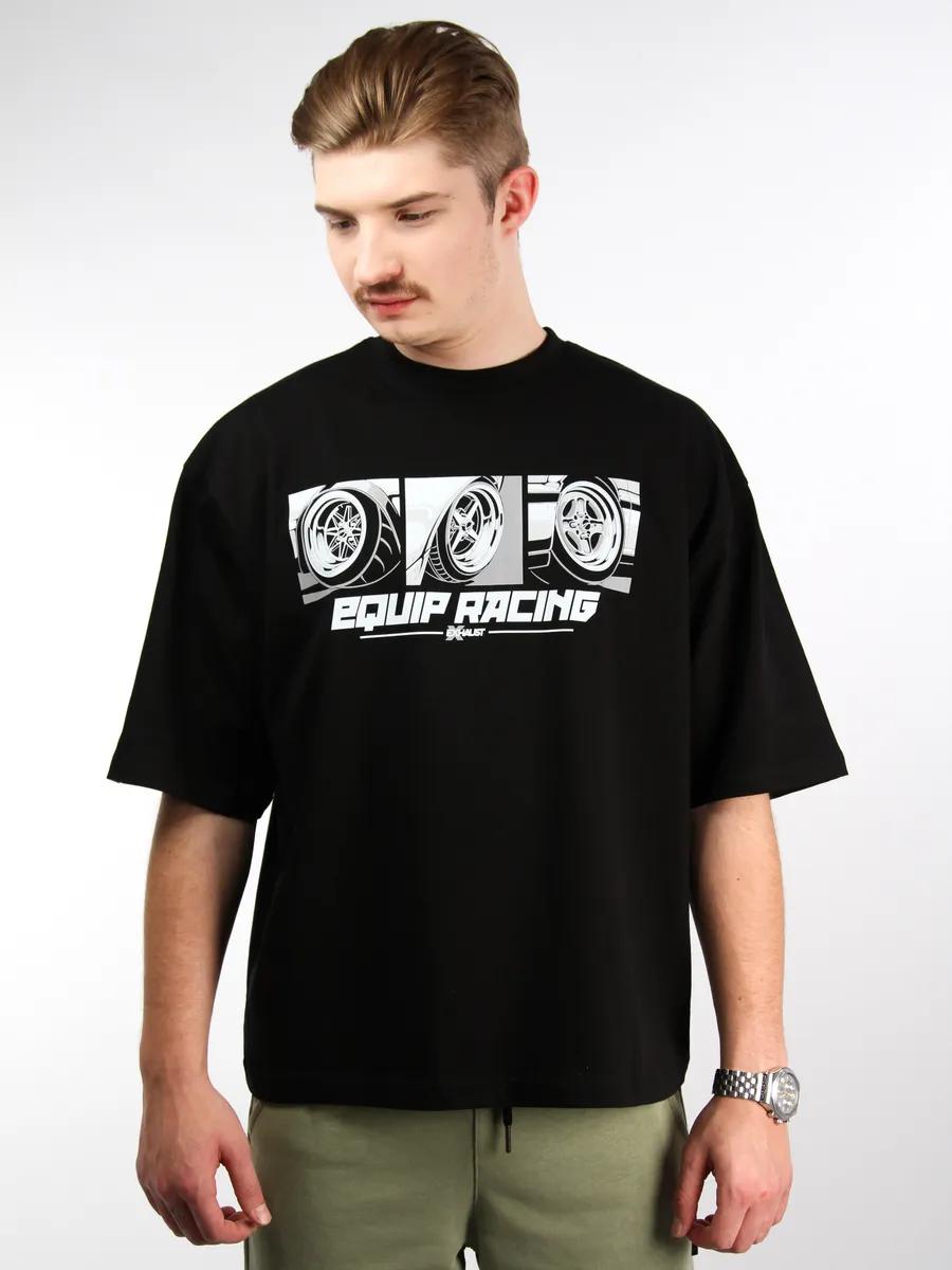 Oversized cotton T-shirt with EQUIP RACING JDM print S