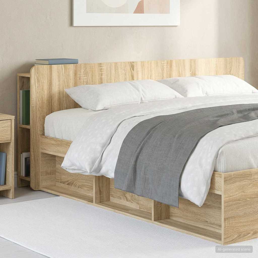 Headboard Cabinet with Storage Sonoma Oak Wood Material