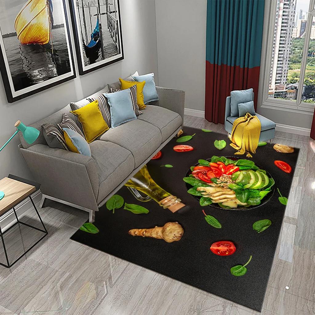 Vegetable Carpet Green Healthy Food Rug Colorful Printed Rectangle Area Rugs Yoga Mats Bedroom Living Room Decor Soft Door Mat