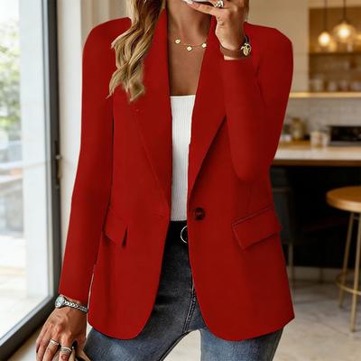 Γυναικείο Κοστούμι Παλτό Πέτο Μακρυμάνικο Μονόκουμπο Σακάκι Κοστουμιού με Τσέπες με Πτερύγιο Μονόχρωμο Εξωτερικό Ρούχο Εργασίας Γραφείου Επιχειρήσεων