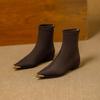 Anti-kick Inner Heightening Short Boots Women's 2025 Autumn and Winter New Metal Pointed Versatile European and American Style Elastic Thin Boots Bare