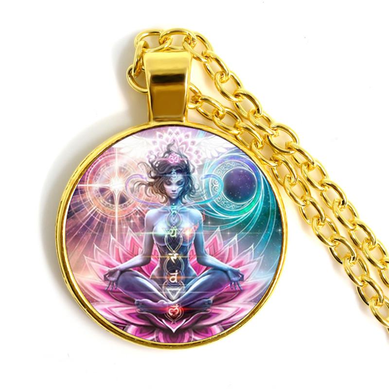 Seven Chakra Reiki Healing Necklace, Buddha Image Yoga Meditation Pendant, Spiritual Hope Jewelry Chain, Personalized Necklace, Gift