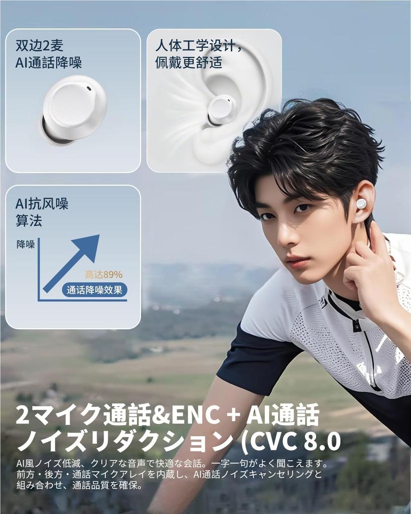 Bluetooth Wireless Earbuds with Two Silicone Microphones, AI Smart ENC Calling, IPX7 Waterproof, 70 Hours of Playback, 2026 Bluetooth Earbuds,