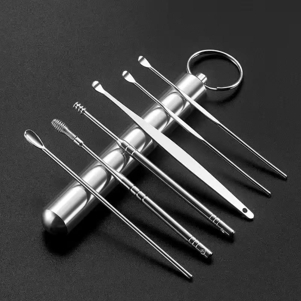 Effective 6Pcs Earwax Cleaning Tool with Spiral Earpick and Ear Curette, Ear Care Tool for Daily Use