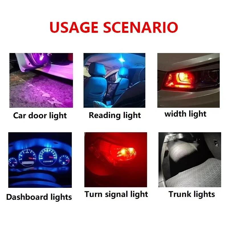 10pcs Car LED Bulb Signal Light T10 W5W 194 LED Bulbs COB Car Wedge Parking Lights Auto License Plate Lamps Dome Read Lights 12V