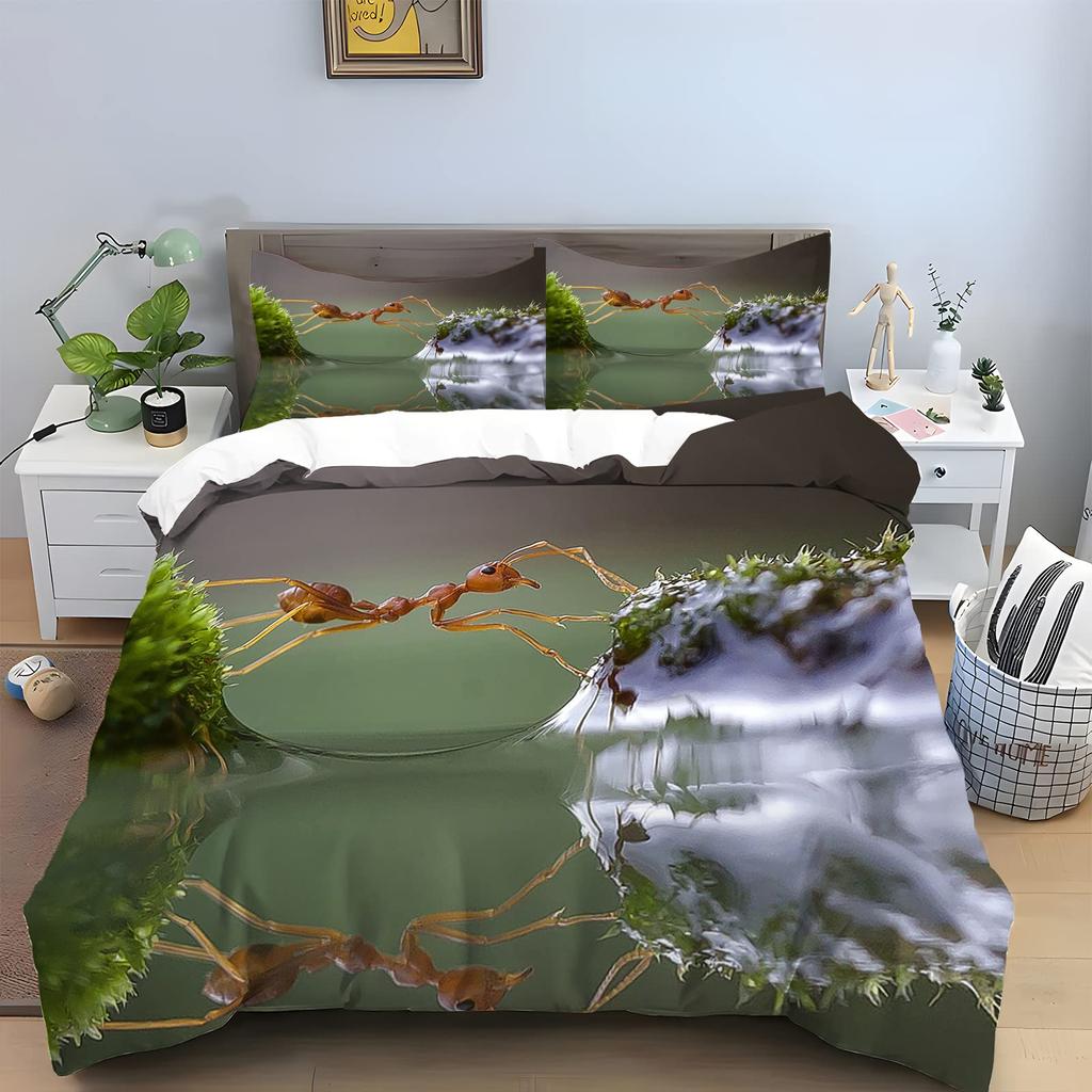 Ants Duvet Cover Set for Kids Boys Girls Teens Queen King Lightweight Bedspread Cover Bedroom Decor Insects Bedding Set No Quilt
