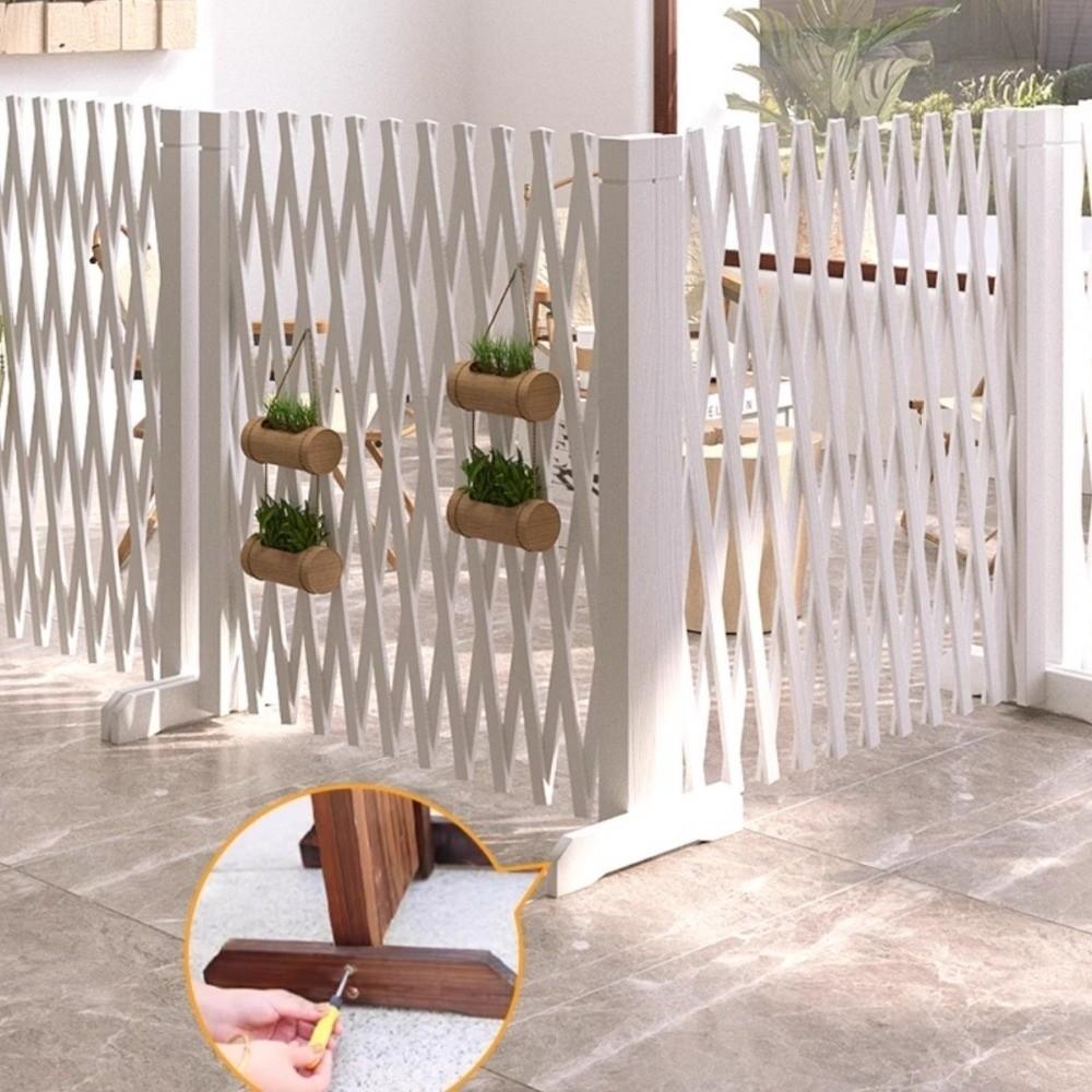 Wooden Pet Mesh Isolation Net Folding Dog Safety Enclosure Retractable Pet Gate  Porch