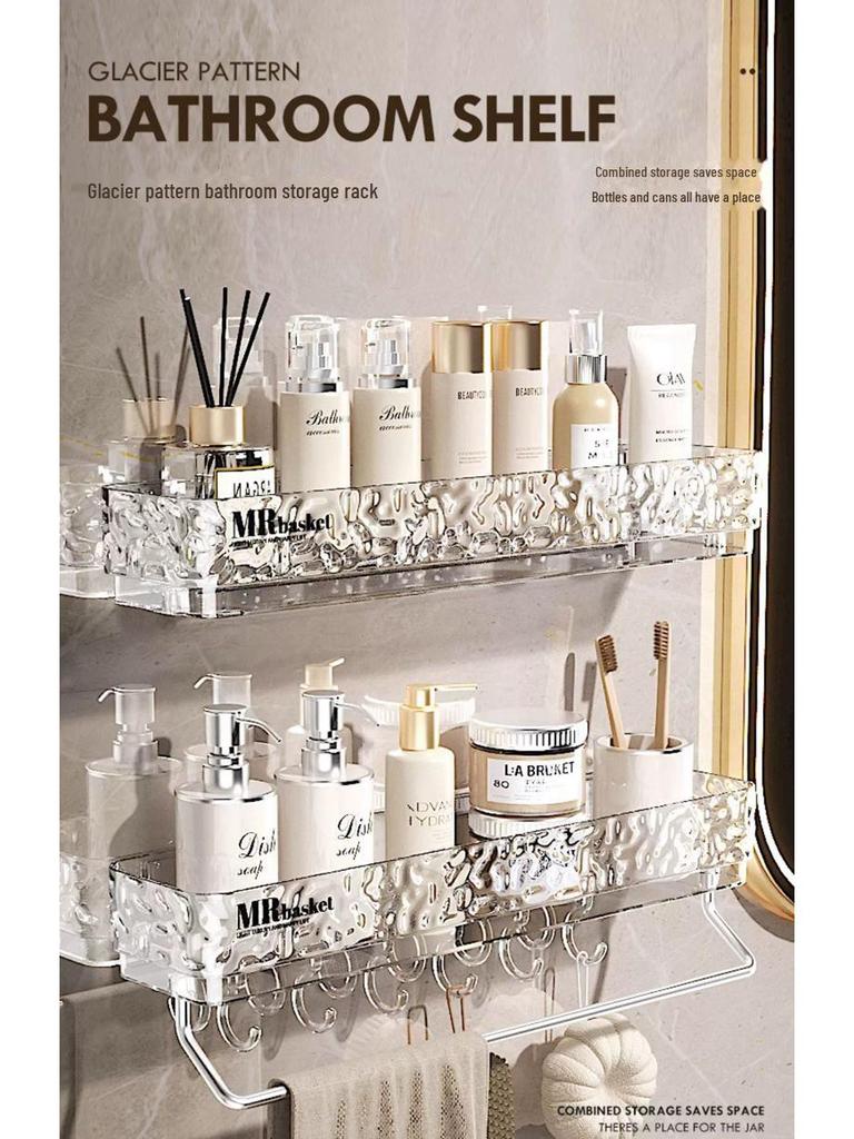 Punch-Free Wall-Mounted Bathroom Storage Rack for Toilets and Washbasins