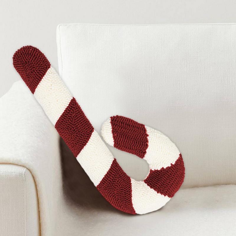 Christmas Candy Cane Throw Pillow Soft Sofa Cushion Festival Heteromorphic Decorative Pillow Doll For Christmas Decoration