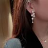 Trendy Geometric Fringed Pearl Earrings Korean Version Dongdaemun Retro Temperament Earrings Fashionable Personalized Earrings