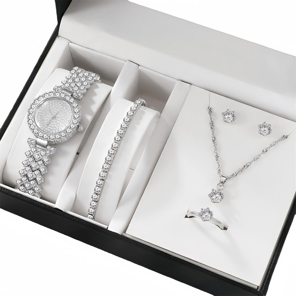 5 stk Klokkesett Dame Diamantbesatt Allsidig Åtte-klo Diamantring Smykker Damesett