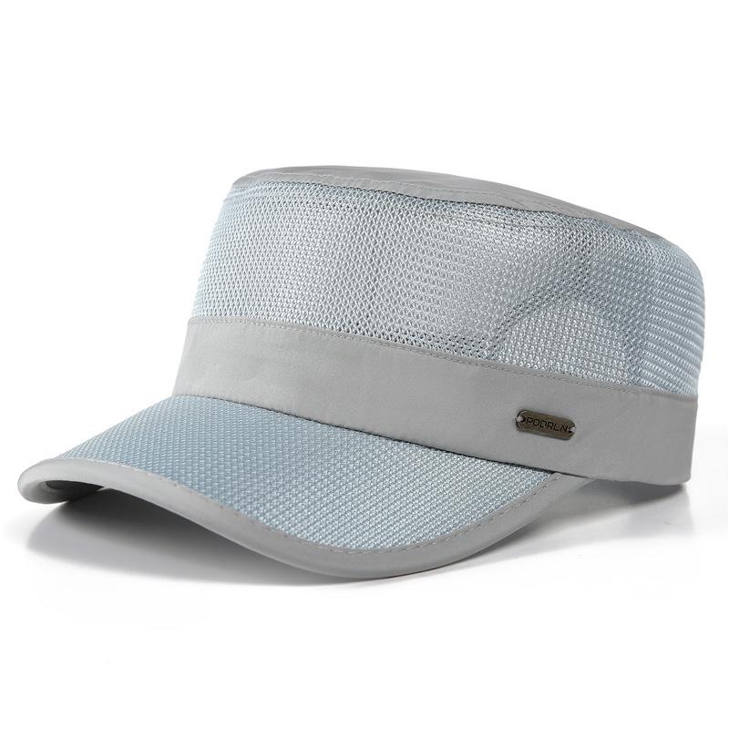 Men's Flat Top Hat Summer New Mesh Breathable Cap Outdoor Sun Hat Hat