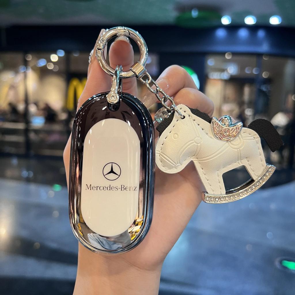 Car Key Cover For Mercedes Benz S C Class W223 W206 2022 S350 S400 S450 S500 C260 C300 Alloy Leather Car Remote Control Key Case