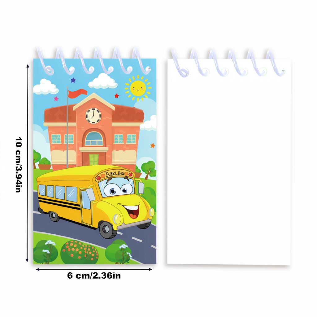 8pcs Vehicle Spiral Notebook Kids Transportation Cartoon Vertical Flip Notepad Colorful School Student Gift Classroom Supplies