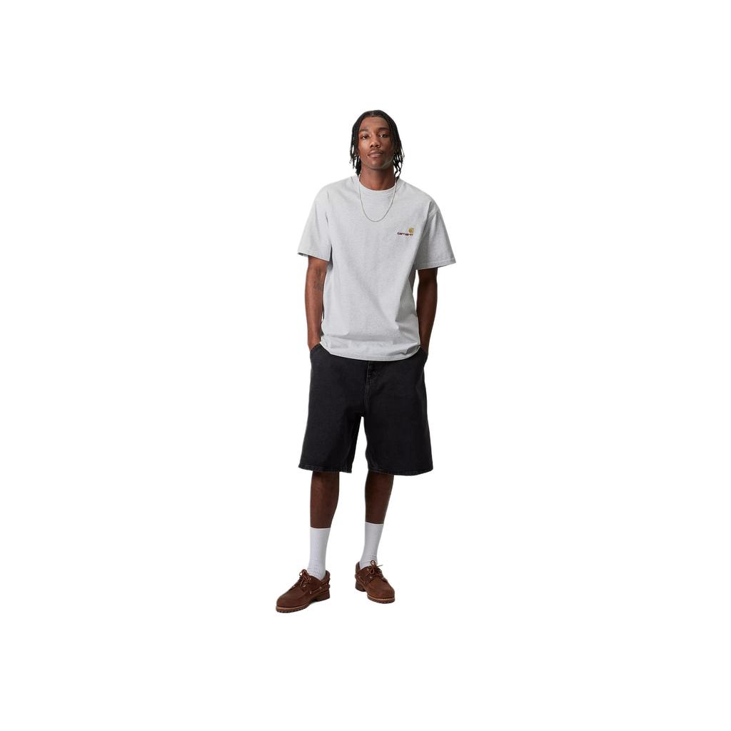 Carhartt WIP T-shirt Manches Courtes American Script Gris Chiné Homme Streetwear I029956-482-XX