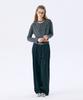 JUNEJUNE SPACE Flower Applique Crop T_Dark Grey