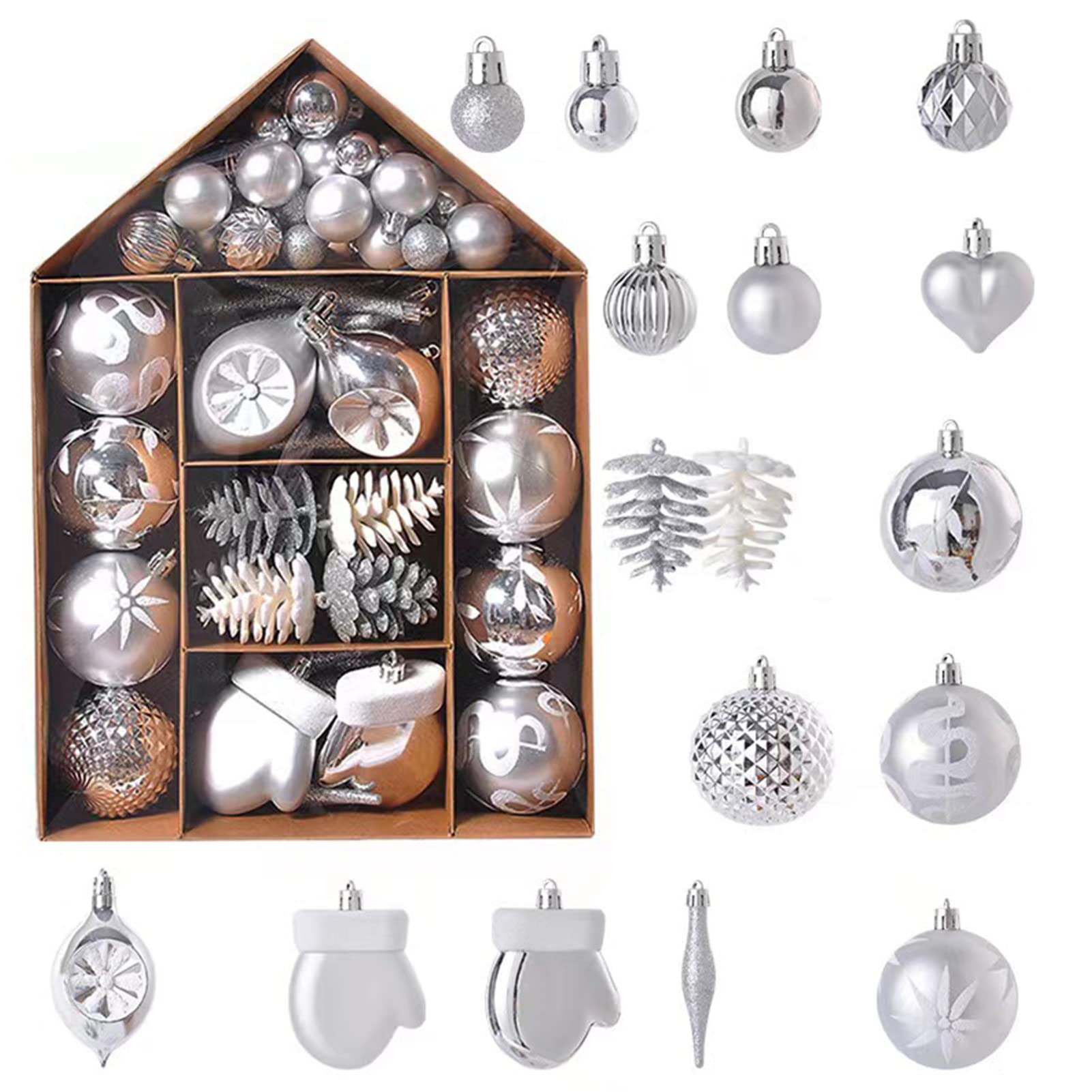 

YAYAMIYA Christmas Ball Set of Nordic Christmas Tree Various Stylish Decorations for and New Silver Ornaments, 70, Style, Decorations, Gorgeous,