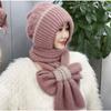 New winter knitted snow hat riding warm mother fashion ear protection headgear women's hat scarf integrated hat