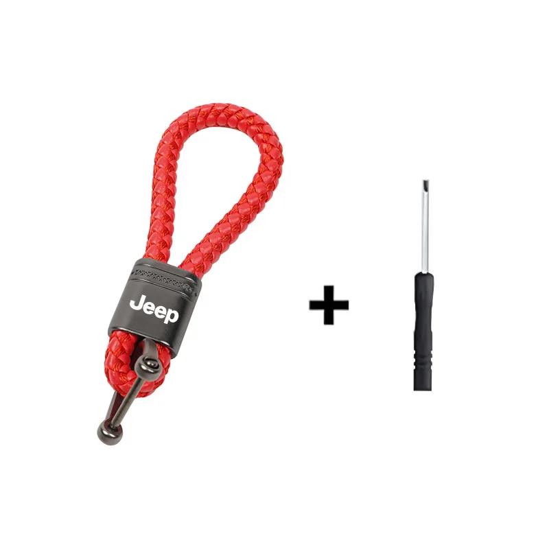 För Jeep Zinklegering Bilnyckelring Flätad Rep Nyckelring Nyckeltillbehör För Jeep Grand Cherokee Wrangler JK Gladiator Compass R