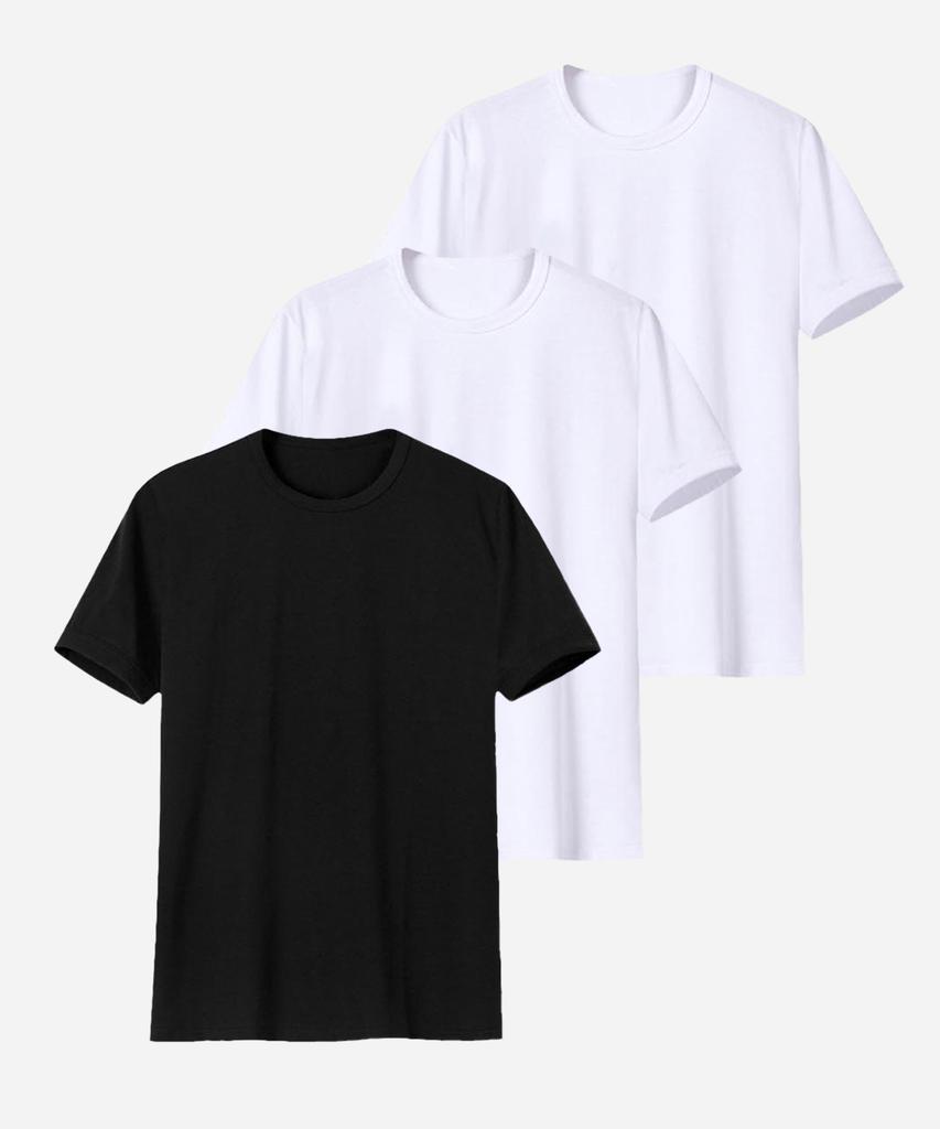 Muji [3Pack] Domestic 20-Count Combed Linen Heavyweight Basic Plain Unisex Short Sleeve T-Shirt (Type B)