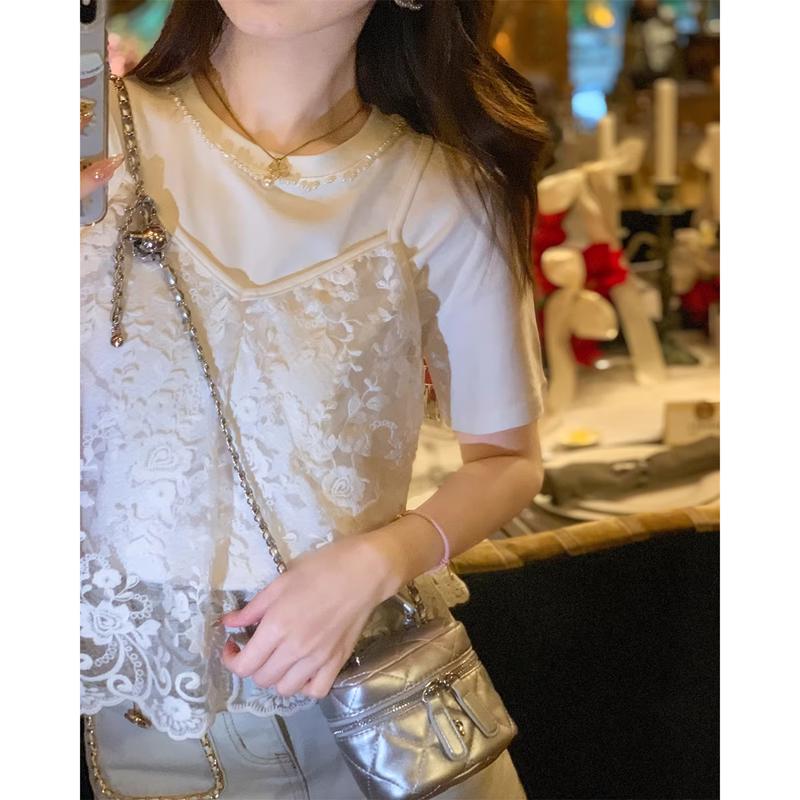 Women s Round Neck Lace Camisole Two-Piece Set M