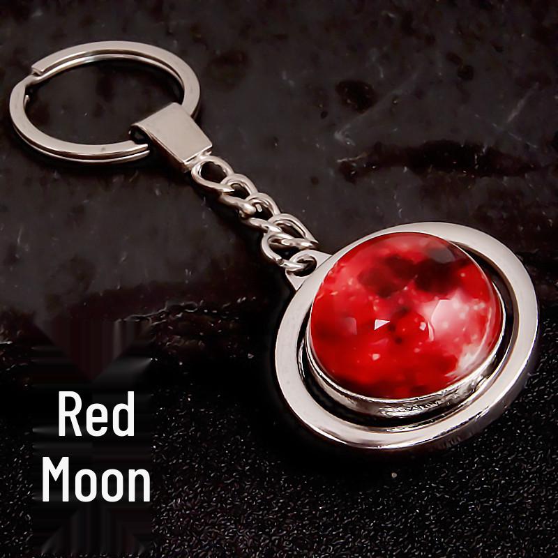 Rotating Saturn & Planets Crystal Keychain with Luminous Sun & Moon