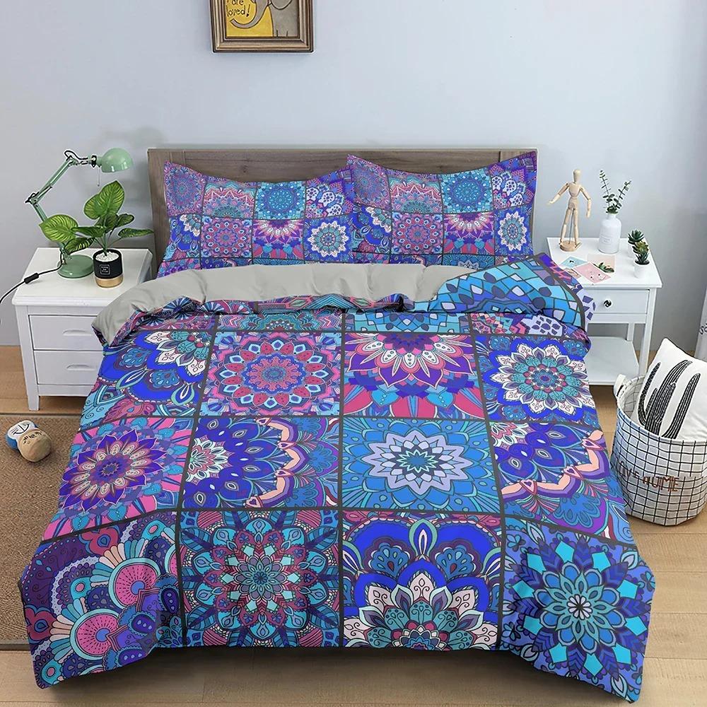 

3D Mandala Duvet Cover Set Floral Pattern Bedding Set For Bedroom Luxury Cozy Quilt Cover With Pillowcase Home Decor EU Single 135x200cm