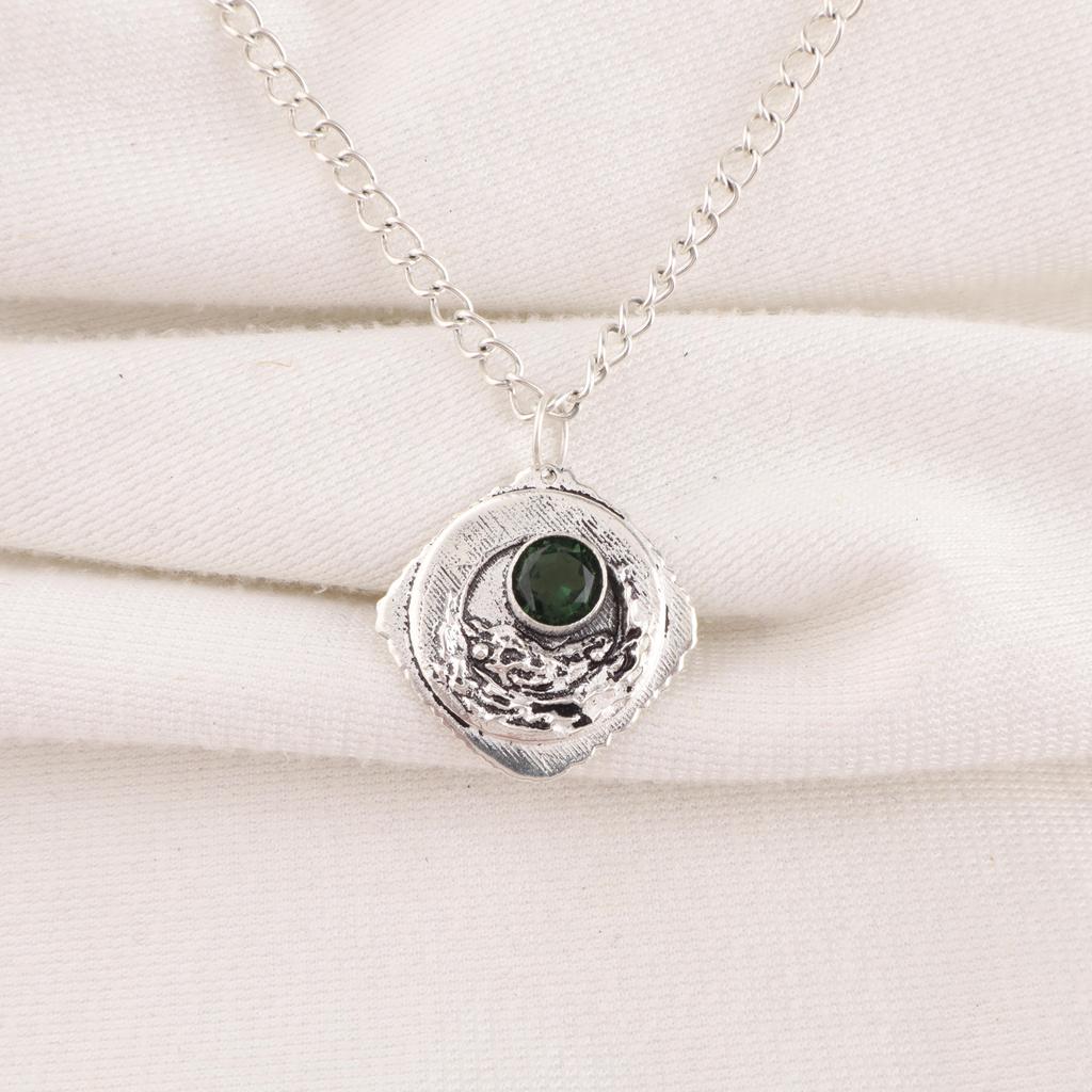 Green Tourmaline Handmade Gemstone Pendant, 925 Solid Sterling Silver Pendant Antique Jewelry, Pendant For Engagement Gift