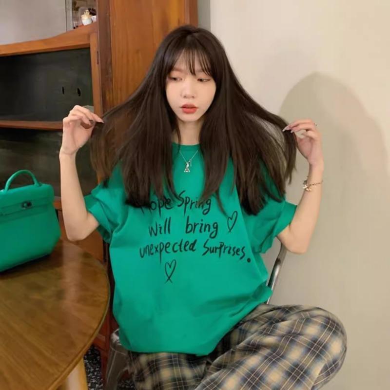 Summer Casual Fashion Printing Pullover Cotton T-shirt Women Short Sleeve All-match Tee Female Harajuku Top