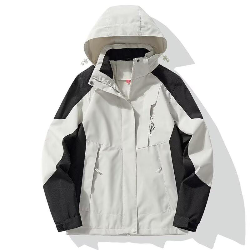 Unisex Hooded Windproof Waterproof Jacket Outdoor Sportswear Casual Loose Fit