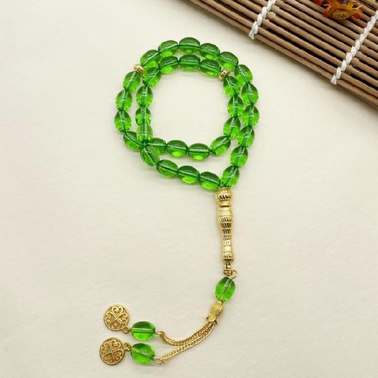 Trendy Golden Color Glass Bracelet Oval Beads Sustainable Option Everyday Accessory Glass Wrist Chain