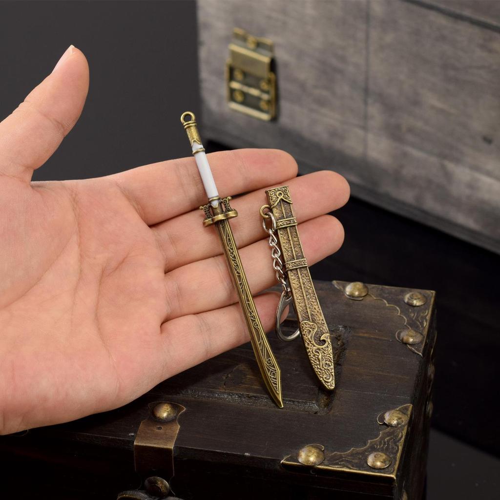 Ancient Green Bamboo Fengyun Sword & Kangxi Saber Set: Unsharpened Collectible with Embroidered Spring Knife, Qin Shi Huang & Goujian Designs.