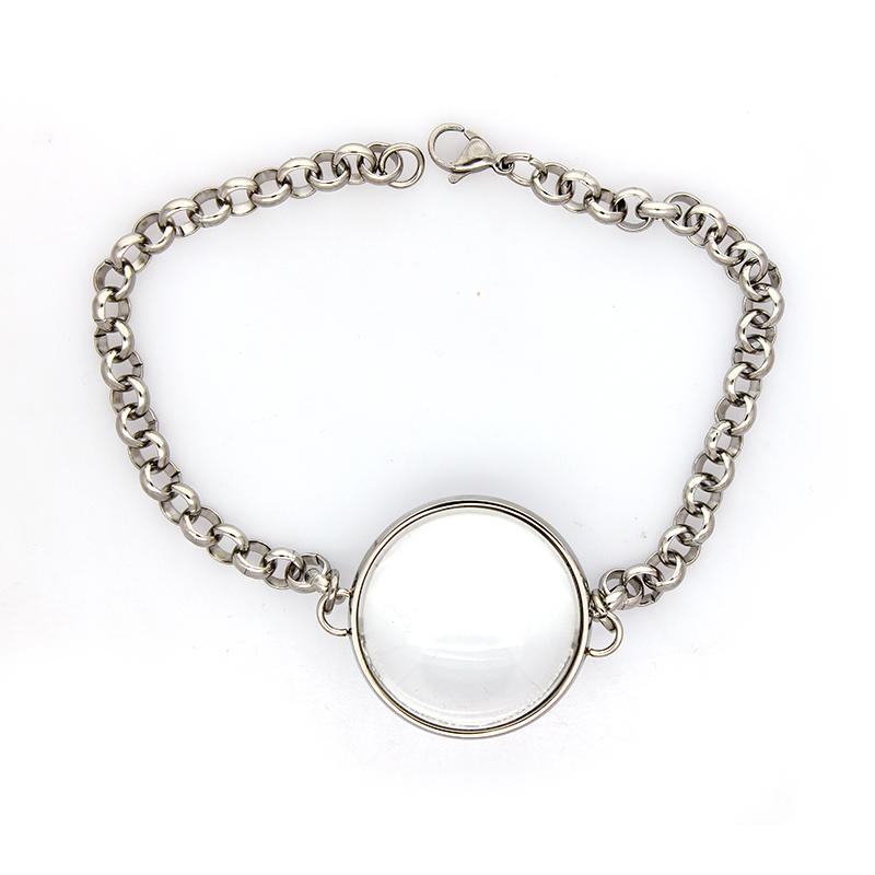 Edelstahl Doppel gekrümmtes Medaillon Armband Kette Glas Speicher Anhänger Schwimmendes Medaillon Armreif Füllbar DIY Schmuckherstellung