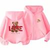Children Zipper Hoodies Tops little bear Print Boy Black Girls Pink Sweatshirt Coat Long Sleeve Casual Cardigan Hooded