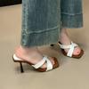 Retro one-word stiletto high heels design sense fashion open-toed cool slippers outside French style