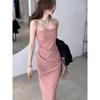 Chic Pink French Slimming Waist-Hugging Camisole Dress - Goddess Vibes & Versatile Fit