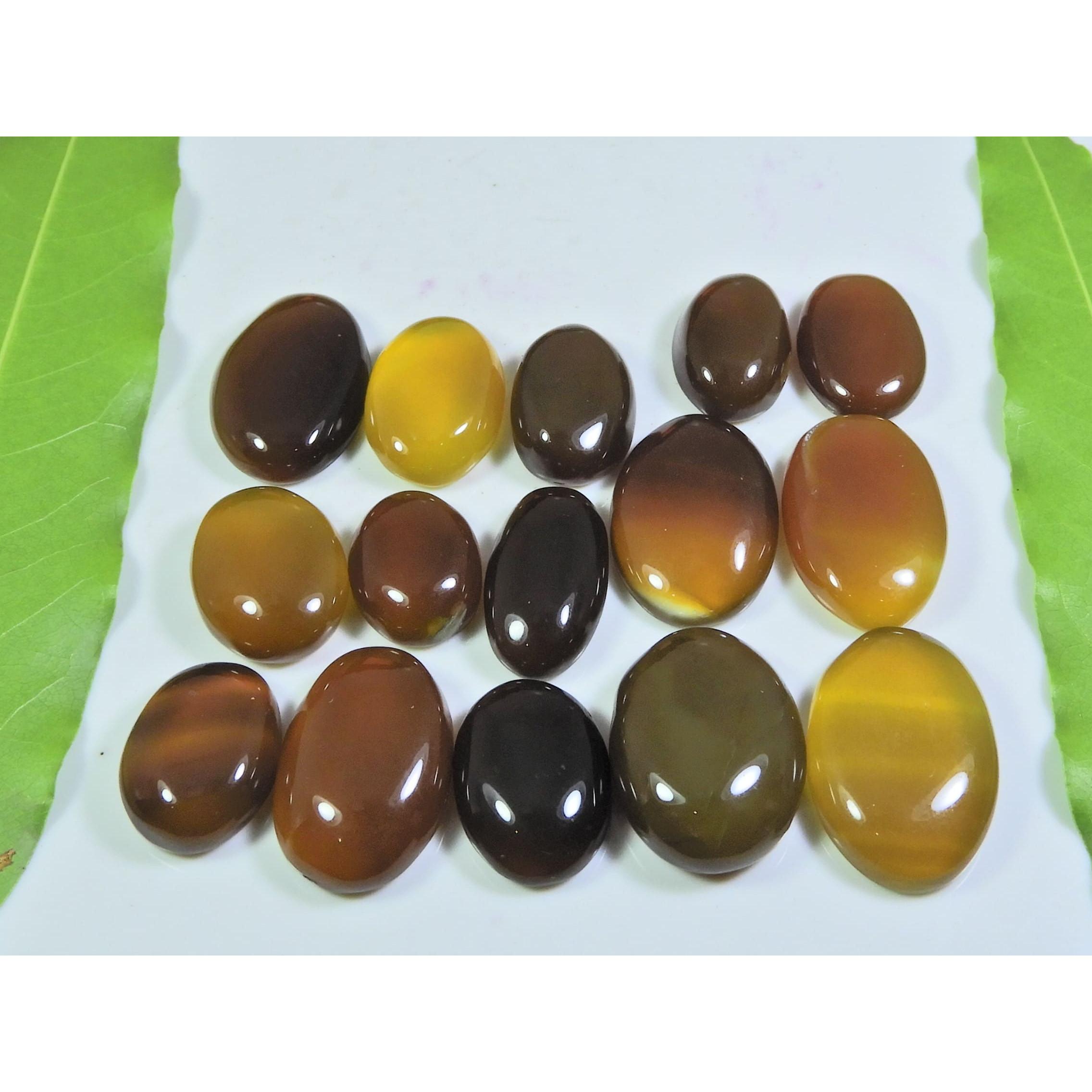 

245Cts. Натуральный оникс агат овальный кабошон россыпной драгоценный камень лот 15 шт. A-571