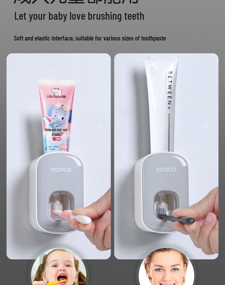 Yikoko Wall-Mounted Automatic Toothpaste Dispenser & Toothbrush Holder