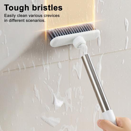 Crevice Brush with Extended Handle Universal Rotation Design V-Shaped Dense Bristles Stubborn Stain Remover Brush