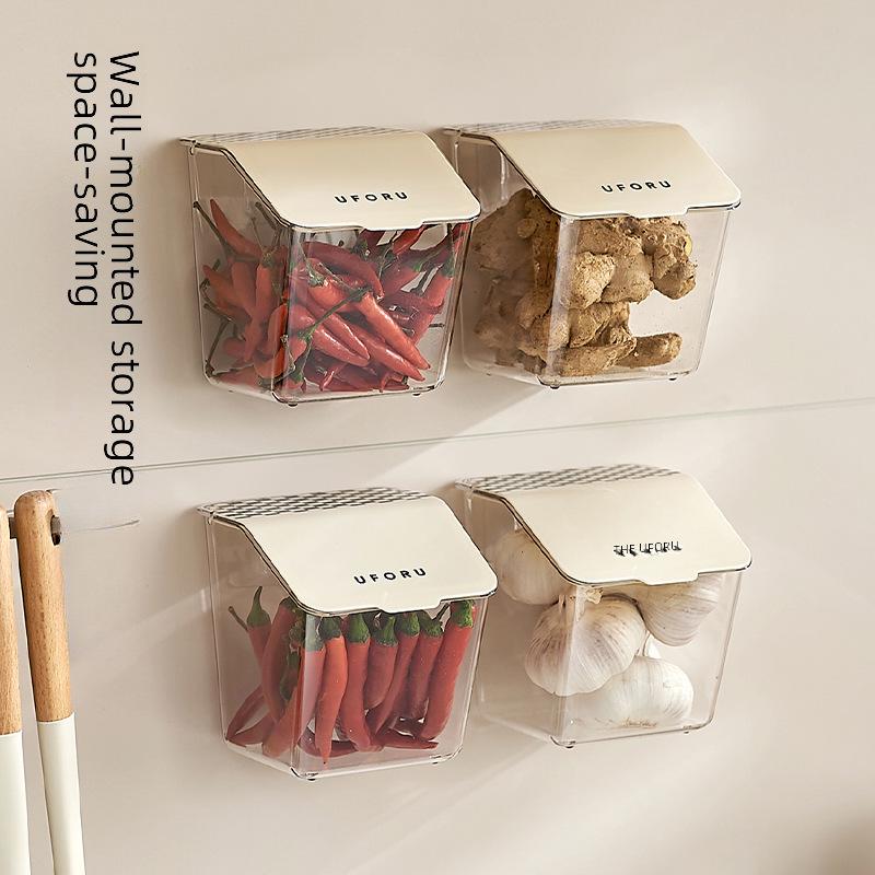 Coș suspendat impermeabil Uforu cu capac pentru depozitarea cepei, ghimbirului și usturoiului, fără găurire