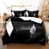 Vintage Sketch Artistic Cat Pattern Duvet Cover + 2 Pillowcases Soft Microfiber Cute Animal Themed Room Bedding