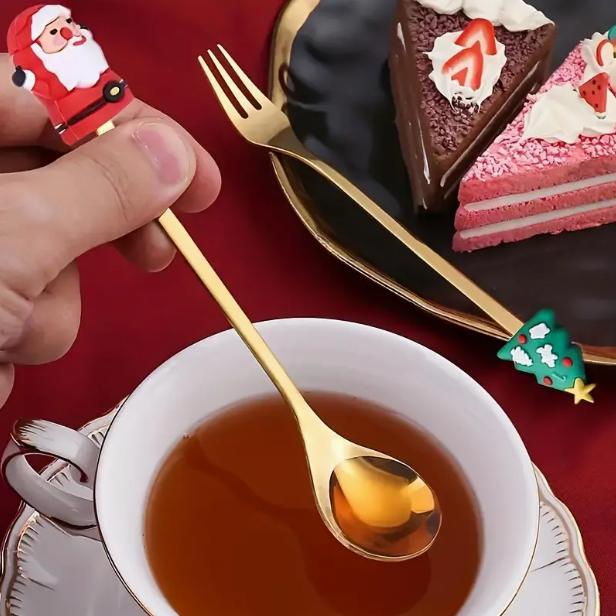 Stainless Steel Spoon For Christmas Coffee Spoons Christmas Gifts For Kids Home Kitchen Supplies Holiday Christmas Tableware
